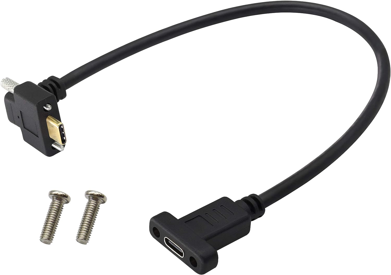 Dual Screw Locking USB C Male To Female Panel Mount Extension Cable US dual-screw-locking-usb-c-male-to-female-panel-mount-extension-cable-us