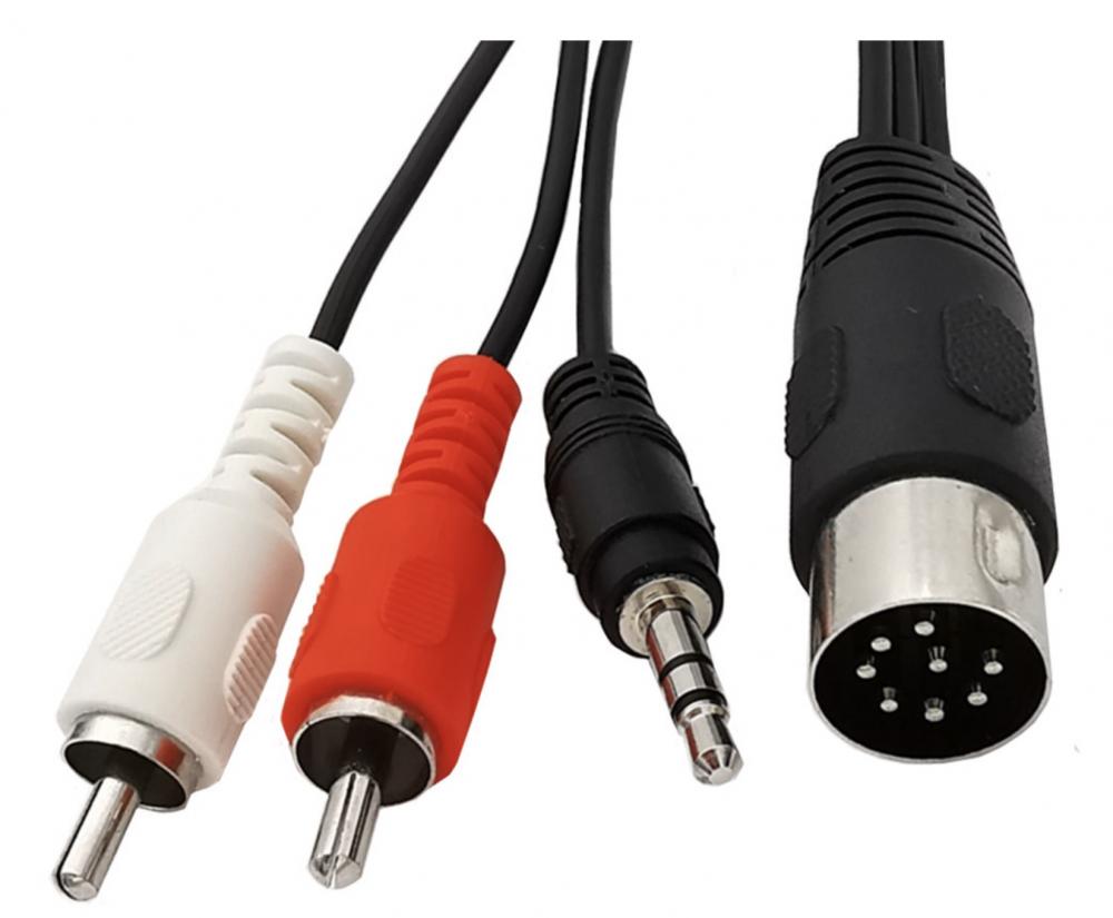 8 Pin Din to Dual RCA Male & 3.5mm Male Audio Splitter Cable - 1.8m