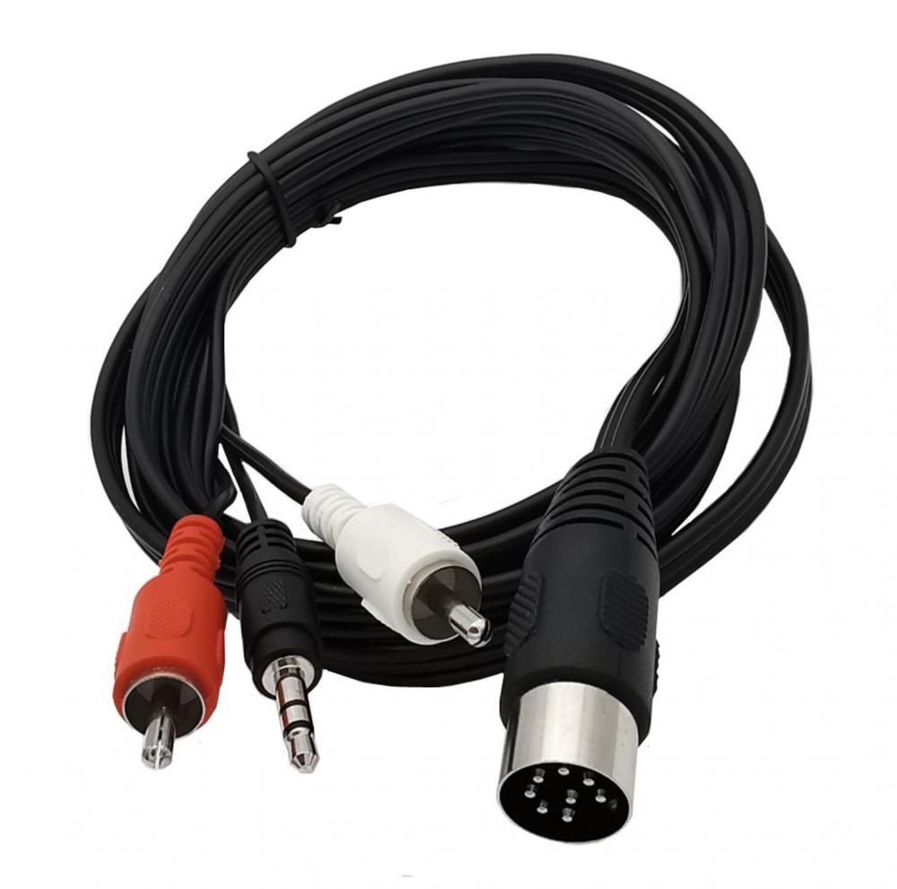 8 Pin Din to Dual RCA Male & 3.5mm Male Audio Splitter Cable - 1.8m