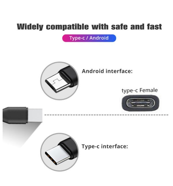 USB-C Female to USB-C & Micro USB Male Splitter Extension Charge Cable