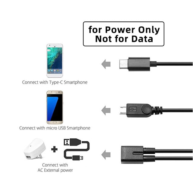 USB-C Female to USB-C & Micro USB Male Splitter Extension Charge Cable