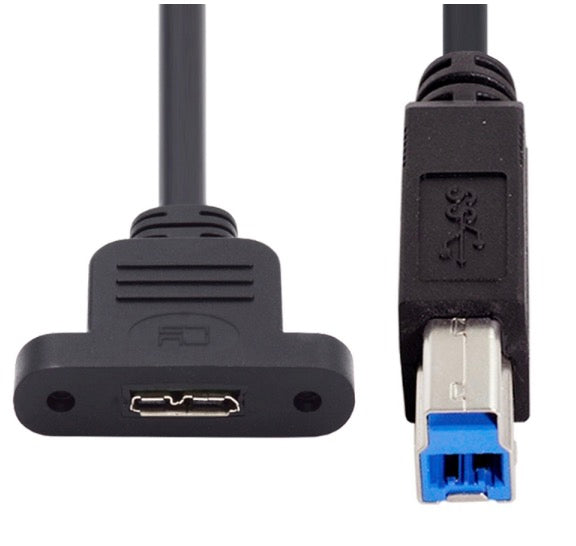 Type-B USB 3.0 Male to Micro 3.0 Type-B Female Screw Mount Extension Cable 5Gbps