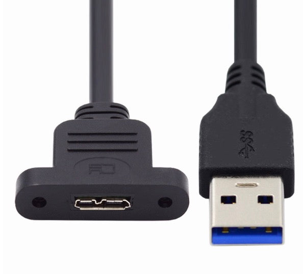 Type-A USB 3.0 Male to Micro 3.0 Type-B Female Screw Mount Type Extension Cable 5Gbps