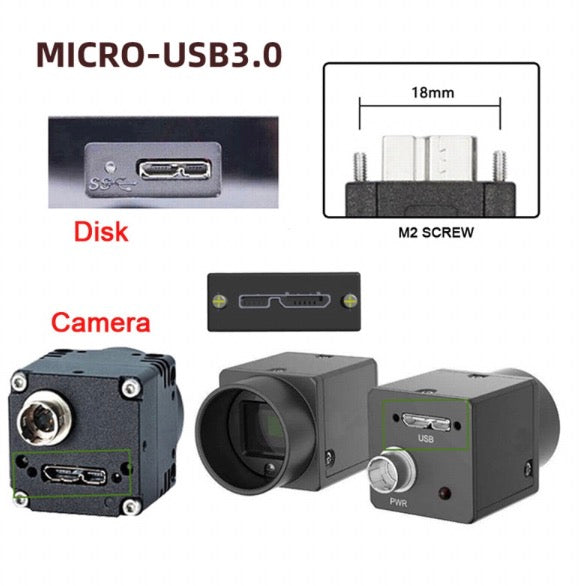 USB-C to Micro USB 3.0 Panel Mount Cable - Up Angle