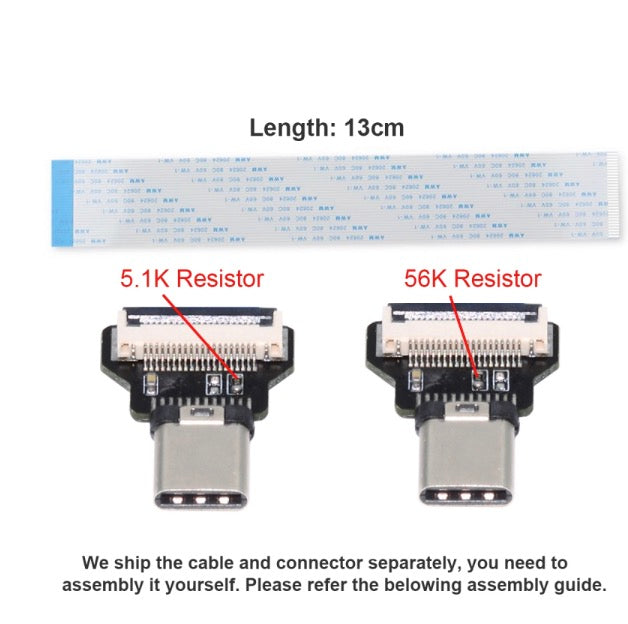 USB-C Male Host to Male Target Data OTG Flat Slim FPC Cable