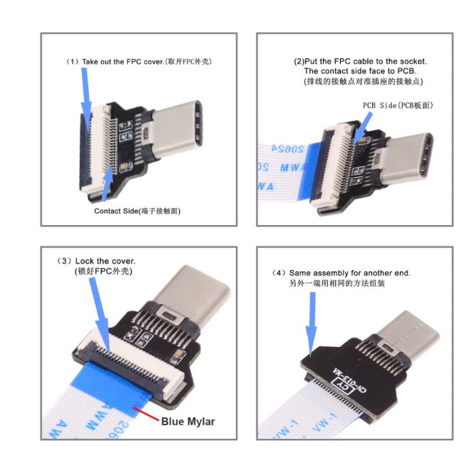 USB-C Male Host to Male Target Data OTG Flat Slim FPC Cable