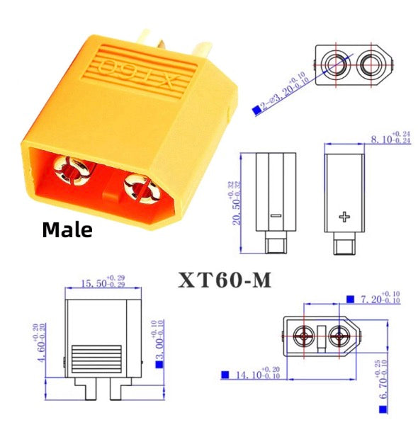 XT60 Male to Male 12AWG Extension Cable Connector for RC Battery Portable Power Station Solar Panel