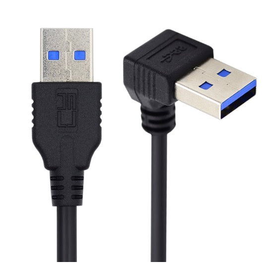 USB-A 3.0 Up Angled Male to Straight Male Data Cable 0.3m