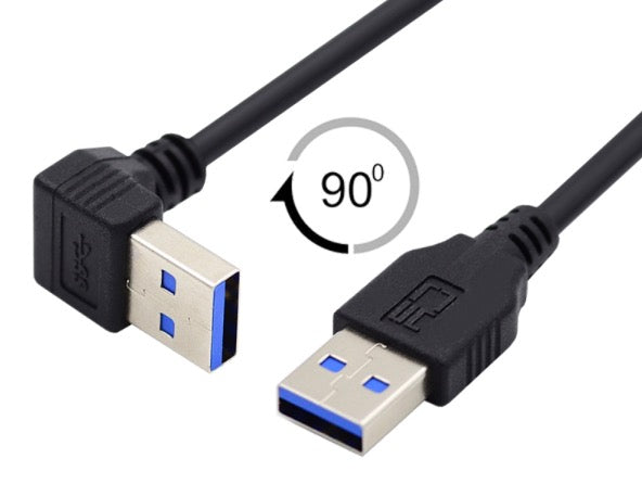 USB-A 3.0 Up Angled Male to Straight Male Data Cable 0.3m