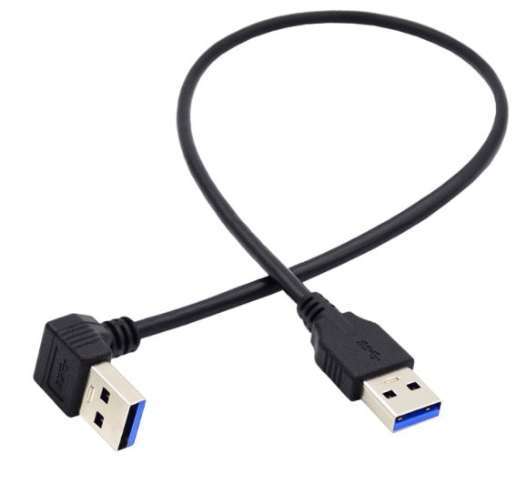 USB-A 3.0 Down Angled Male to Straight Male Data Cable 0.3m