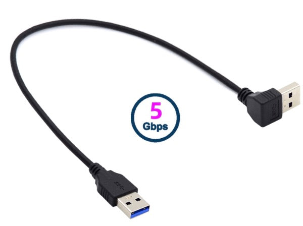 USB-A 3.0 Down Angled Male to Straight Male Data Cable 0.3m