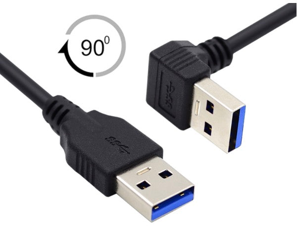 USB-A 3.0 Down Angled Male to Straight Male Data Cable 0.3m