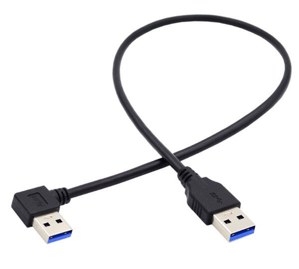 USB-A 3.0 Left Angled Male to Straight Male Data Cable 0.3m