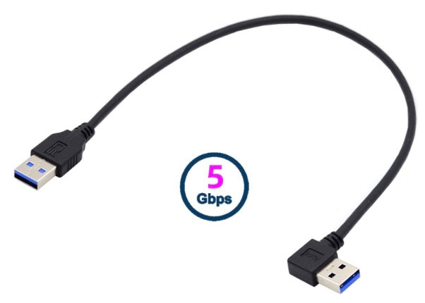 USB-A 3.0 Left Angled Male to Straight Male Data Cable 0.3m