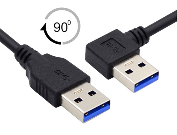 USB-A 3.0 Left Angled Male to Straight Male Data Cable 0.3m