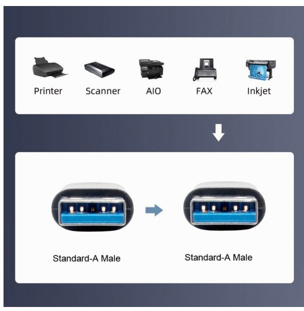 USB-A 3.0 Left Angled Male to Straight Male Data Cable 0.3m