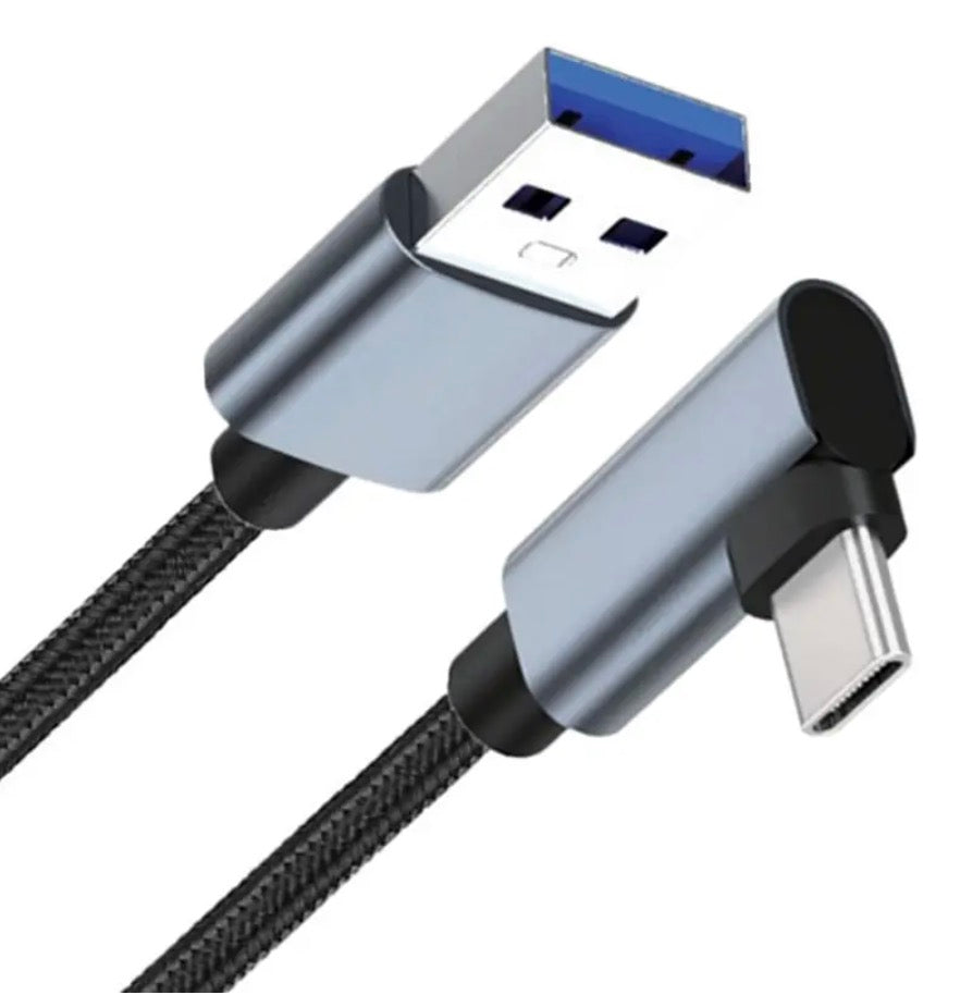 USB 3.0 (Type-A) Male to USB 3.1 (Type-C) 5GB Data Charging Angled Cable 5V 2A