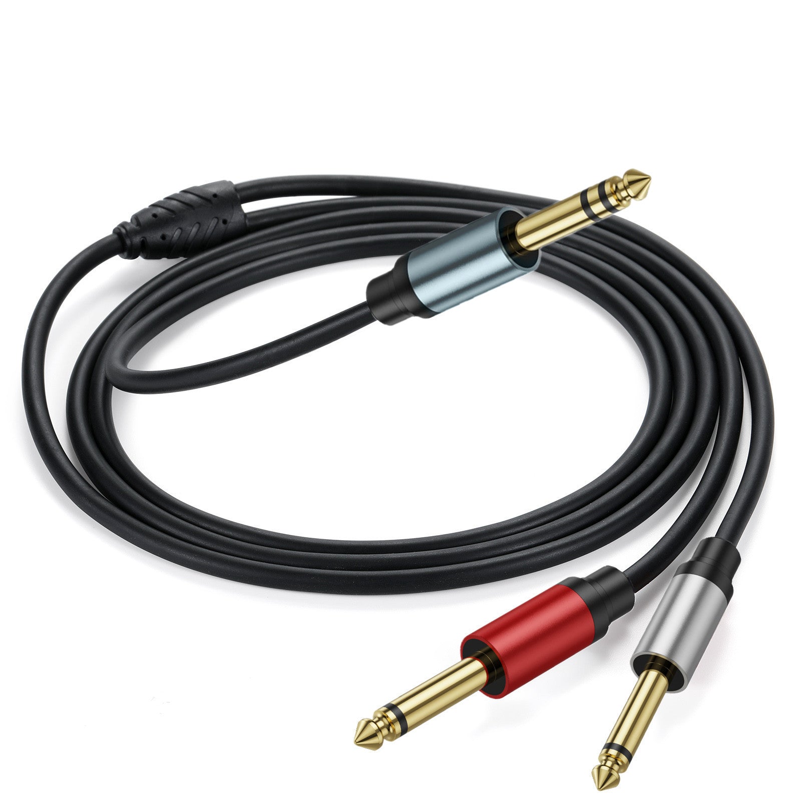 1/4 inch TRS Stereo Y Splitter Insert Cable, 6.35mm Male Jack to Dual 6.35mm Male TS Mono Breakout Audio Cable