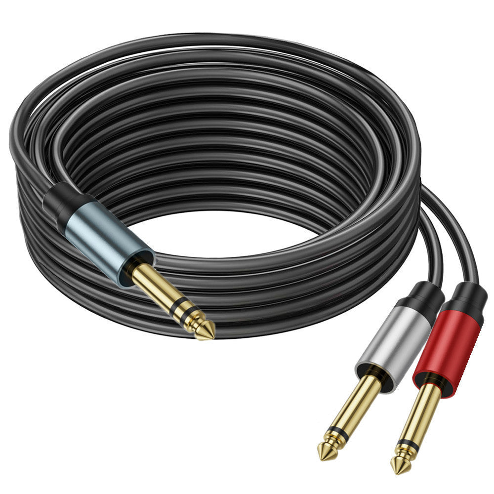 1/4 inch TRS Stereo Y Splitter Insert Cable, 6.35mm Male Jack to Dual 6.35mm Male TS Mono Breakout Audio Cable