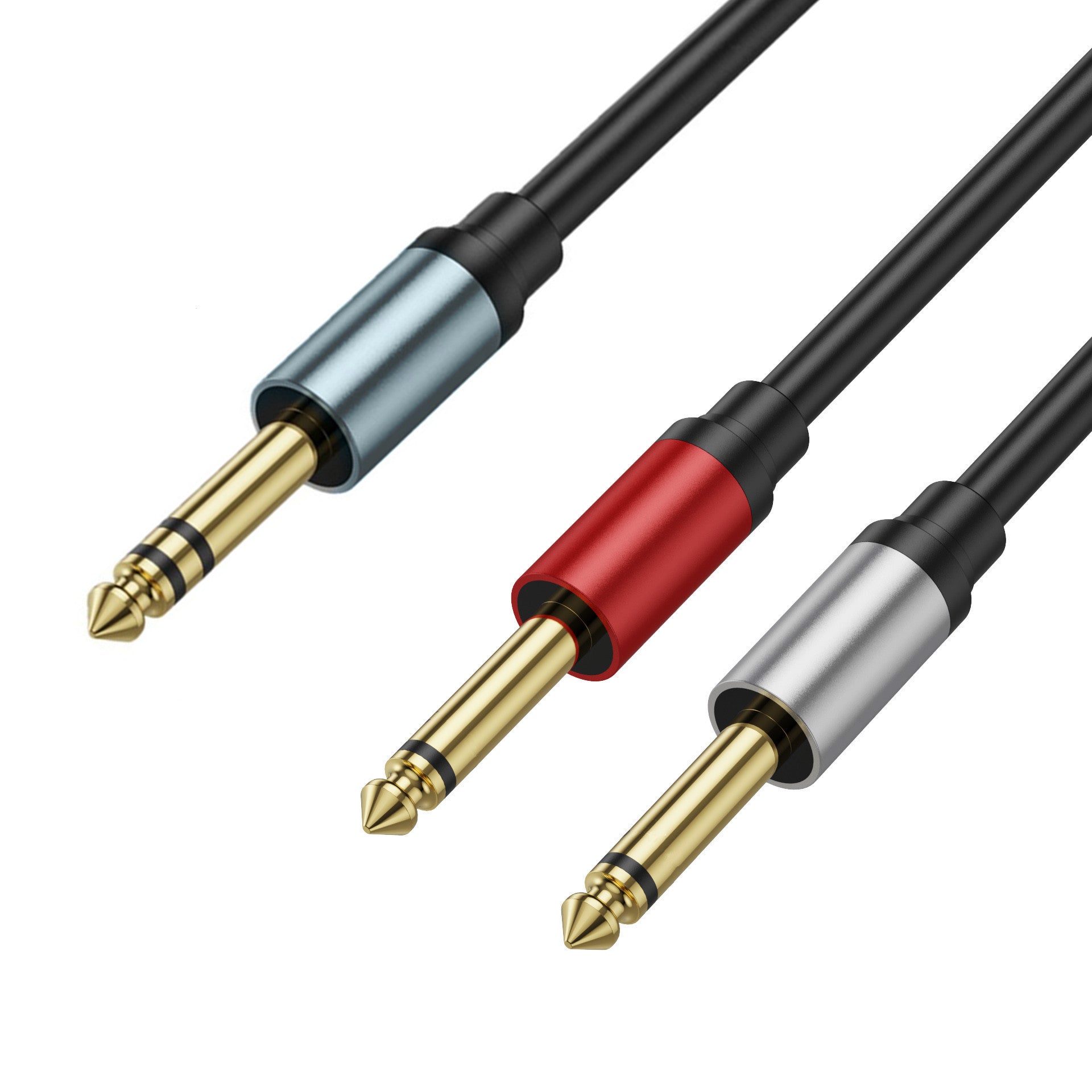 1/4 inch TRS Stereo Y Splitter Insert Cable, 6.35mm Male Jack to Dual 6.35mm Male TS Mono Breakout Audio Cable