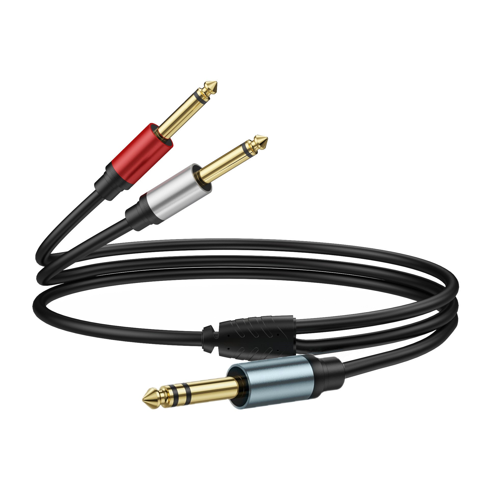 1/4 inch TRS Stereo Y Splitter Insert Cable, 6.35mm Male Jack to Dual 6.35mm Male TS Mono Breakout Audio Cable