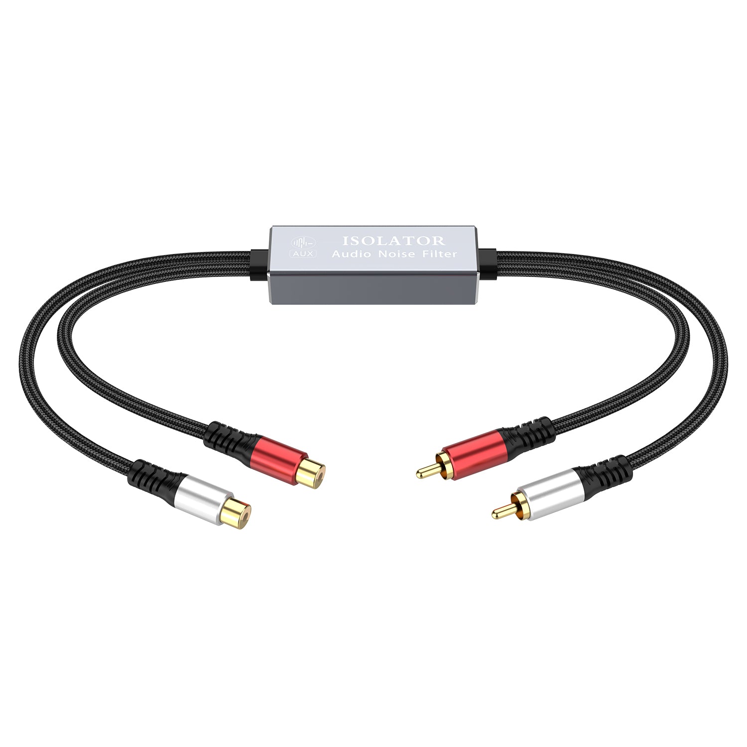 RCA Ground Loop Noise Isolator, 2 Channel Audio Noise Filter Suppressor Reducer Alternator for Car / Home Stereo System