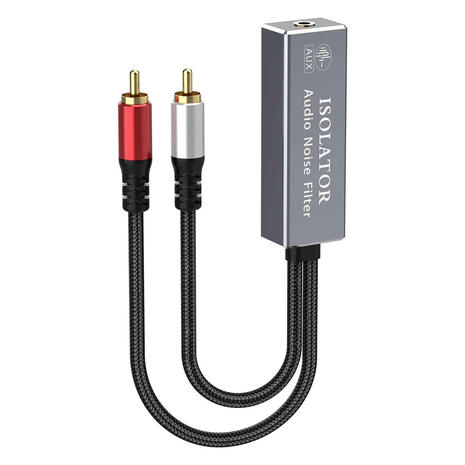 Dual RCA Male to 3.5mm Female Ground Loop Isolator Hum Eliminator for Home Stereo System/Speaker/Microphone/Car Kit/Audio Player