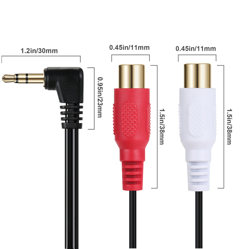 3.5mm Male to Dual RCA Female Audio Y Splitter Coiled Cable