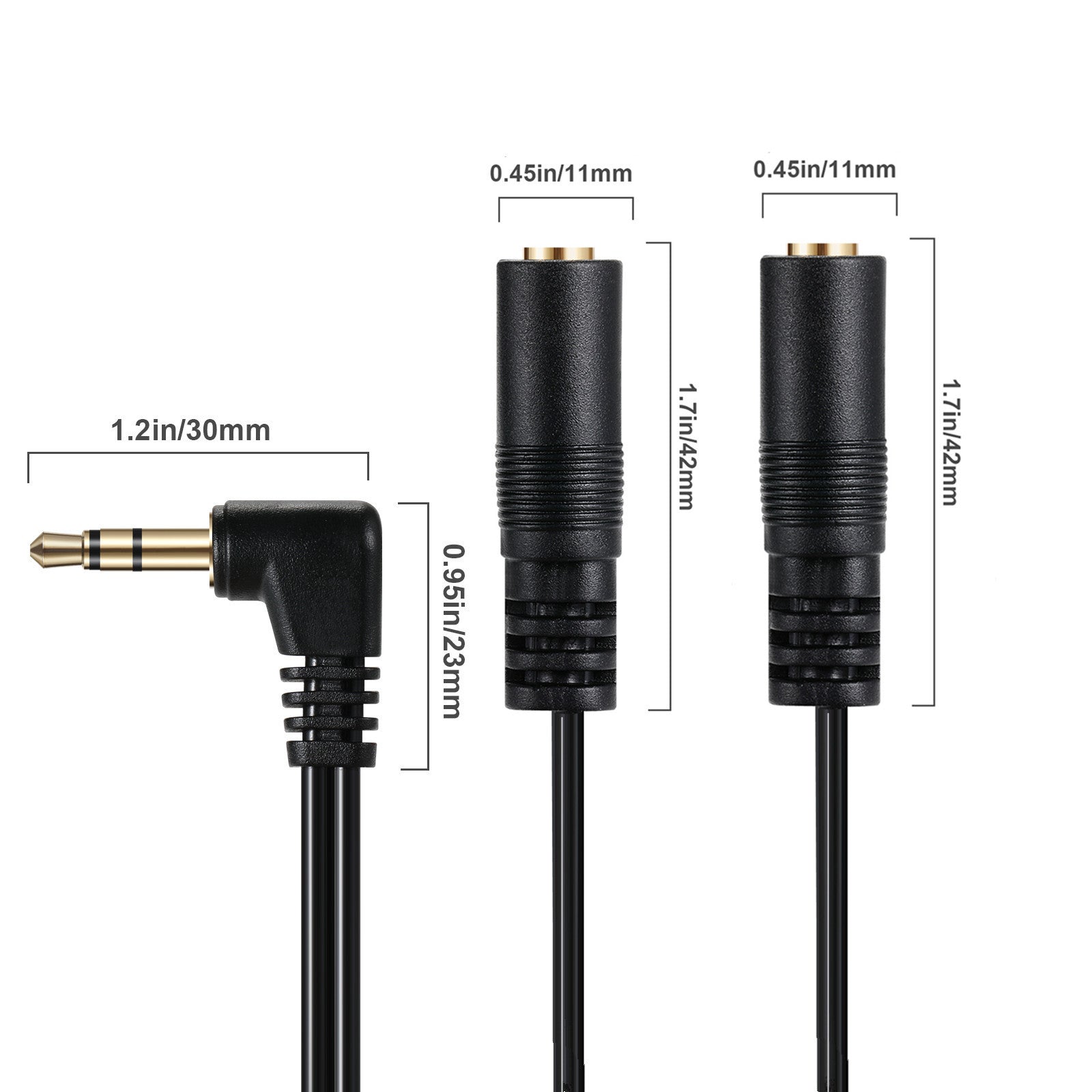 3.5mm Male to Dual Female Audio Stereo Headphone Y Splitter Cable