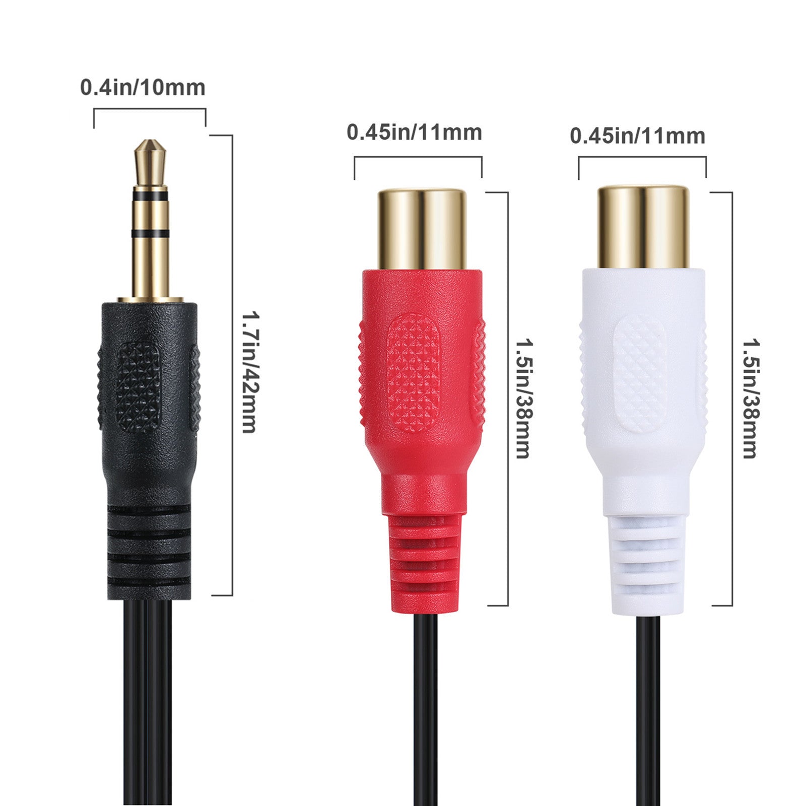 3.5mm Male to 2 x RCA Female Audio Y Splitter Coiled Cable