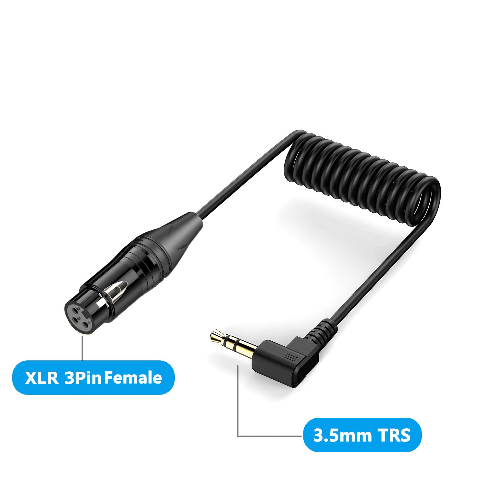 XLR to 3.5mm Microphone Cable, 1/8 Inch TRS Stereo Male to XLR Female Audio Coiled Cable