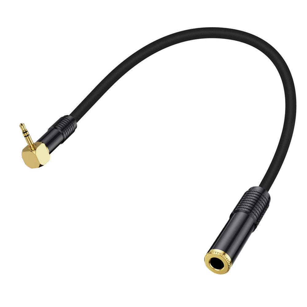 6.35mm Female to 3.5mm Angled Male Plug Stereo Hifi Mic Audio Extension Cable