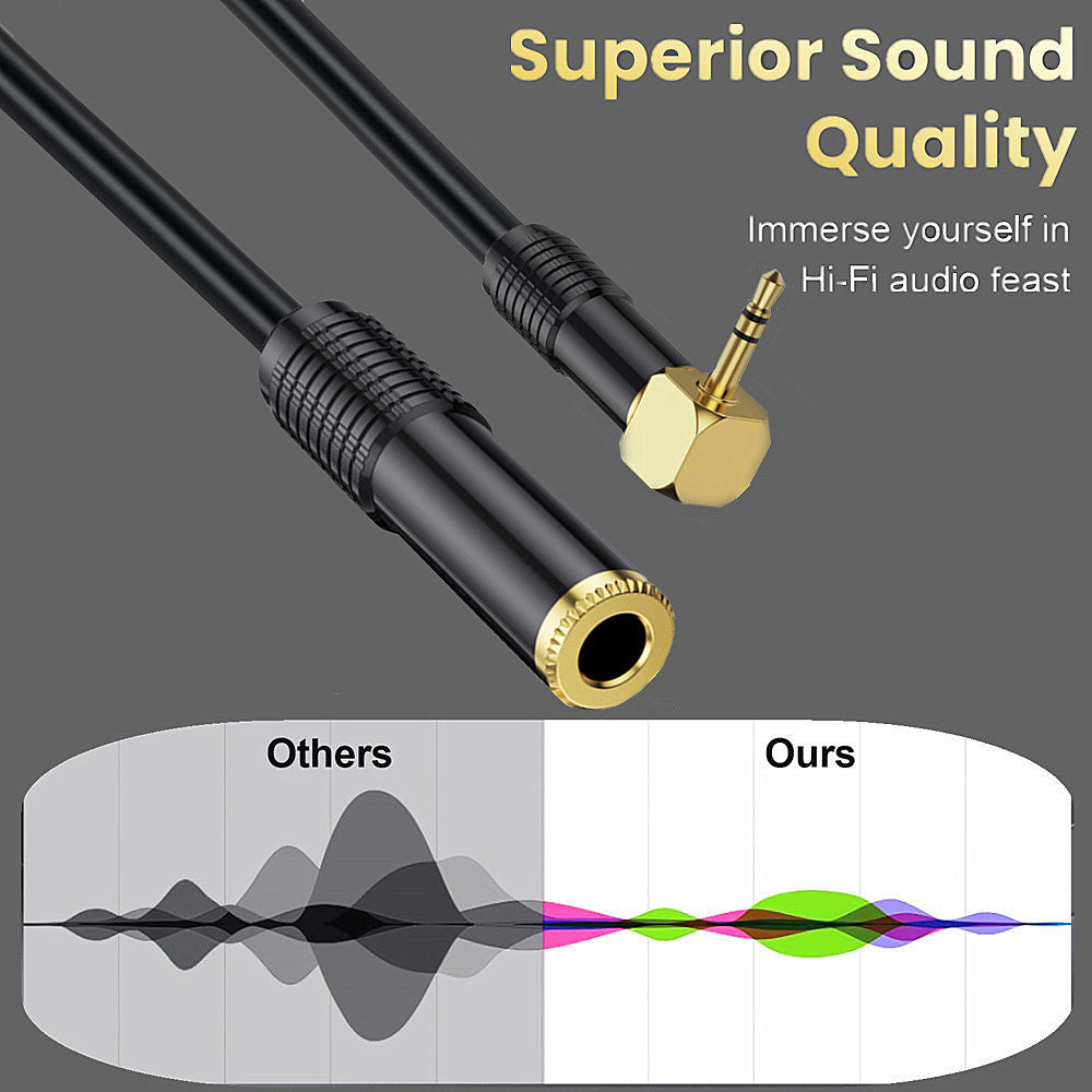 6.35mm Female to 3.5mm Angled Male Plug Stereo Hifi Mic Audio Extension Cable