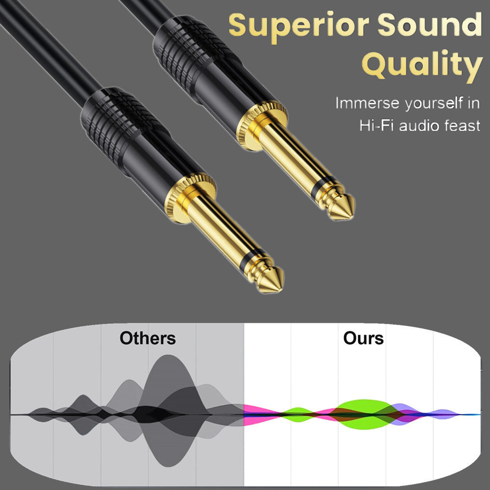 6.35mm Guitar Cable, 1/4" 6.35mm to 6.35mm TS Stereo Audio Guitar Instrument Cable for Bass AMP, Speaker, Patch, Pedal, Keyboard, Mixer, Amplifier