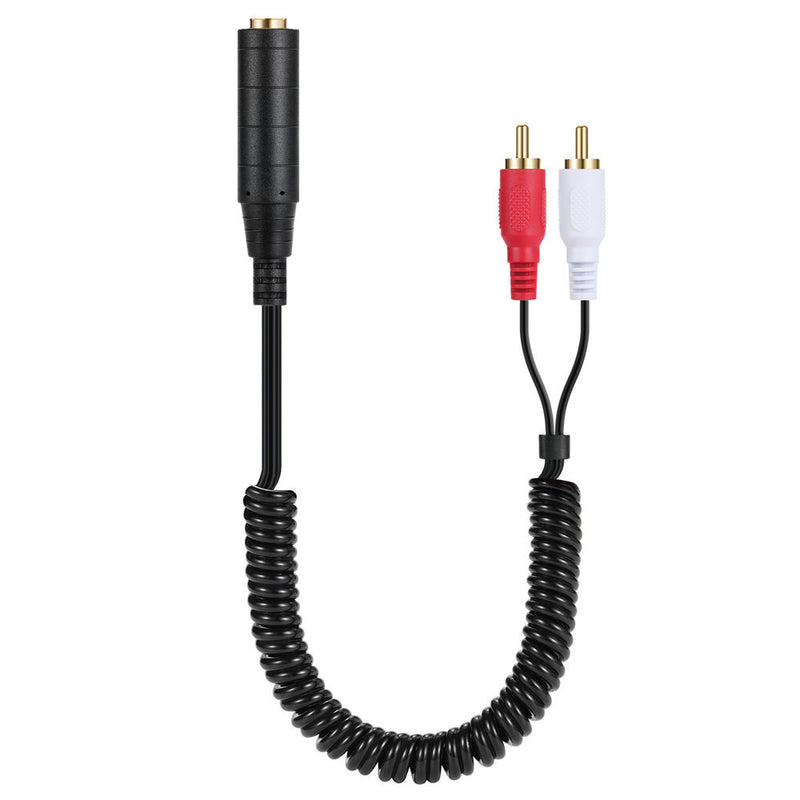 6.35mm 1/4 inch Female to 2 RCA Male Stereo Audio Y Splitter Coiled Cable
