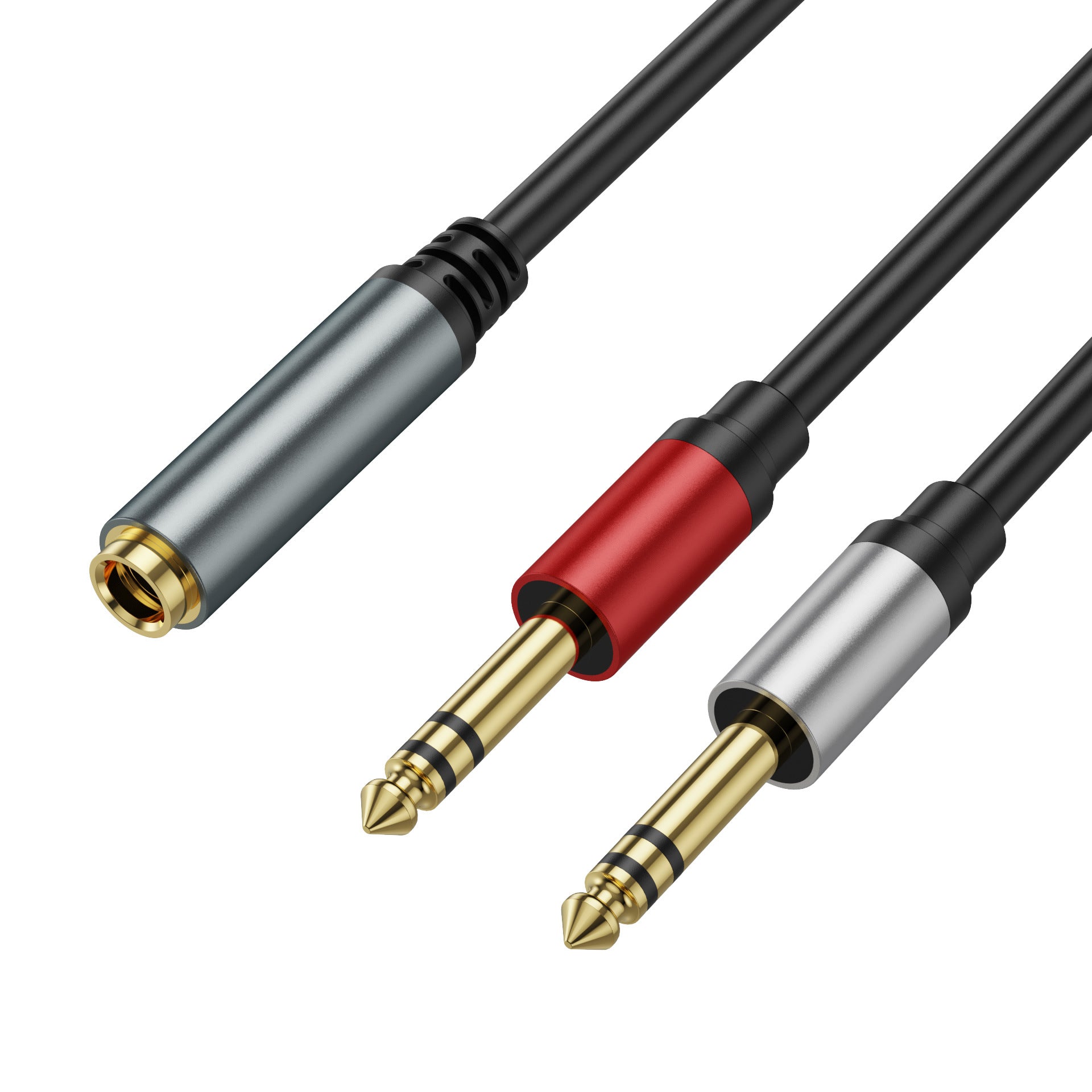 6.35mm Female Jack to 2 x 1/4" Male Plug Stereo Audio Adapter Y Splitter Speaker Cable