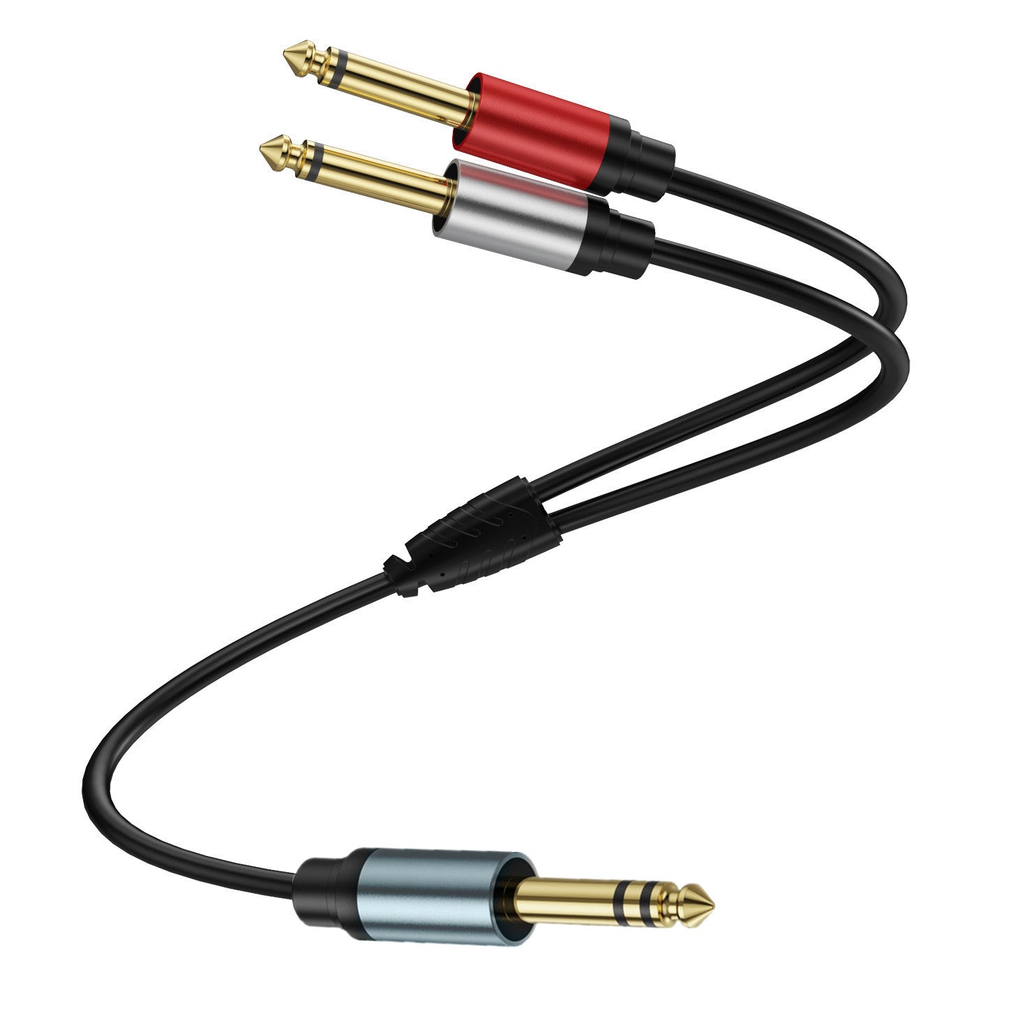 1/4 inch TRS Stereo Y Splitter Insert Cable, 6.35mm Male Jack to Dual 6.35mm Male TS Mono Breakout Audio Cable