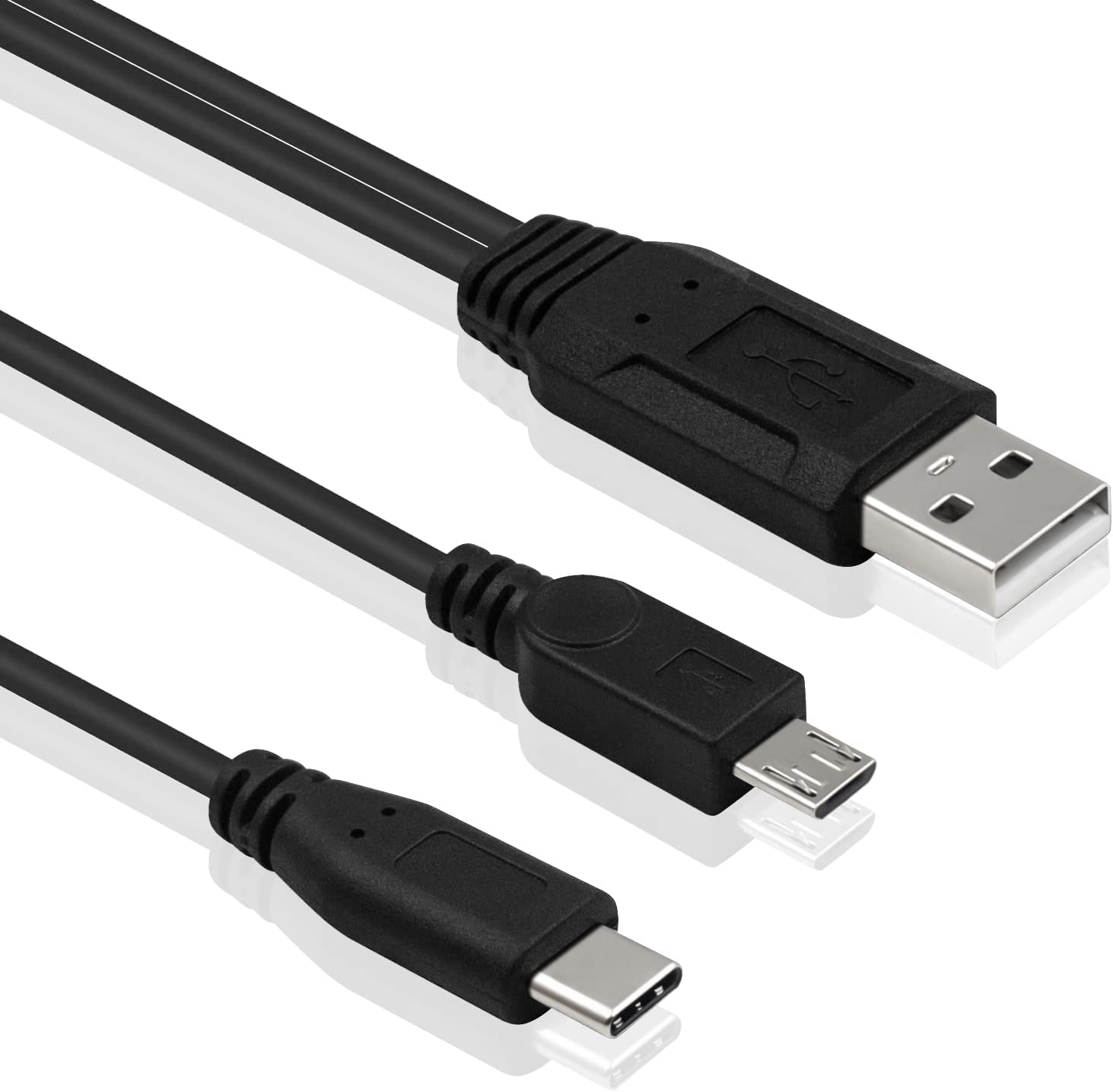 USB 2.0 A Male to Type C & Micro USB Charging Splitter Cable