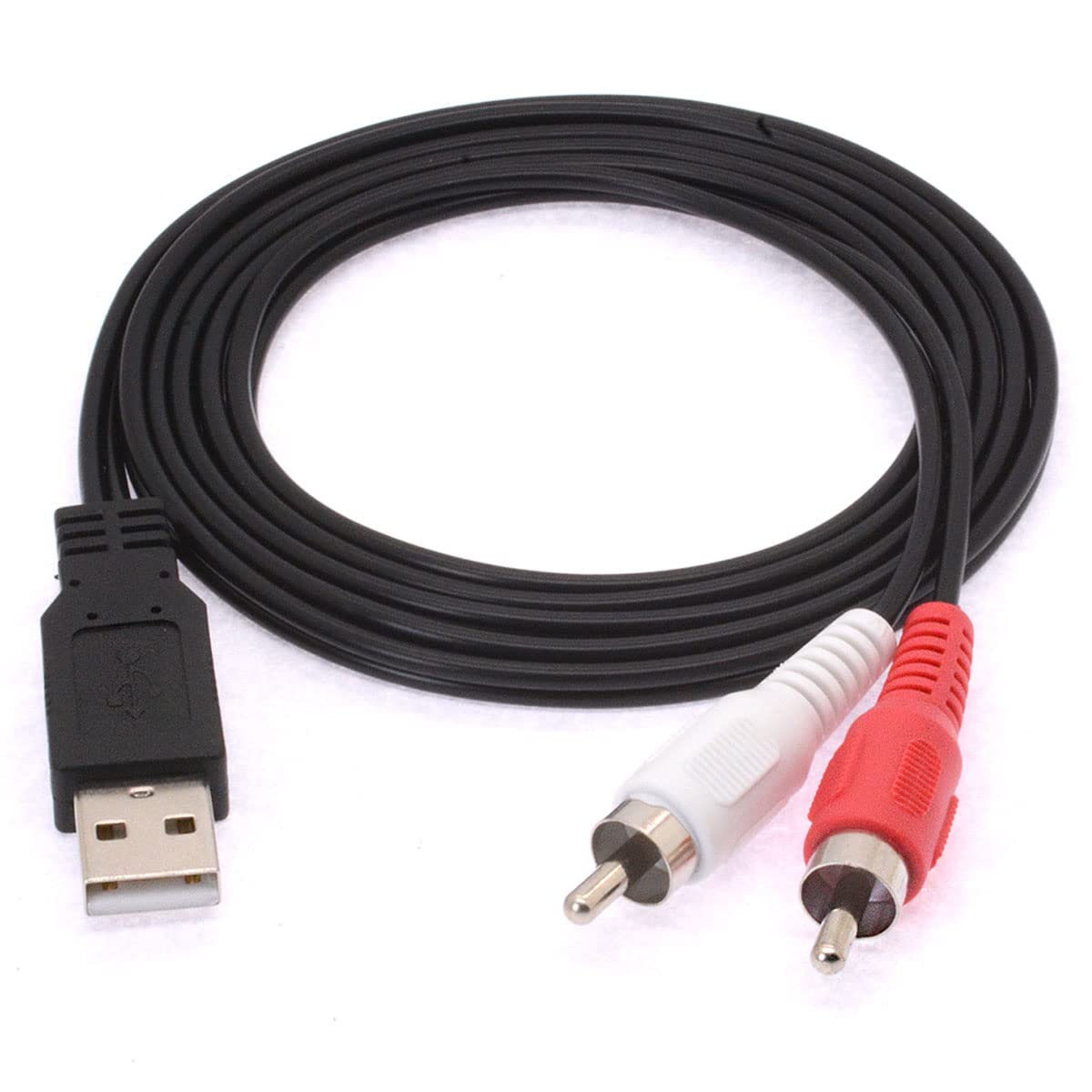 2 RCA Male to USB 2.0 A Male AV Audio Video Splitter Cable