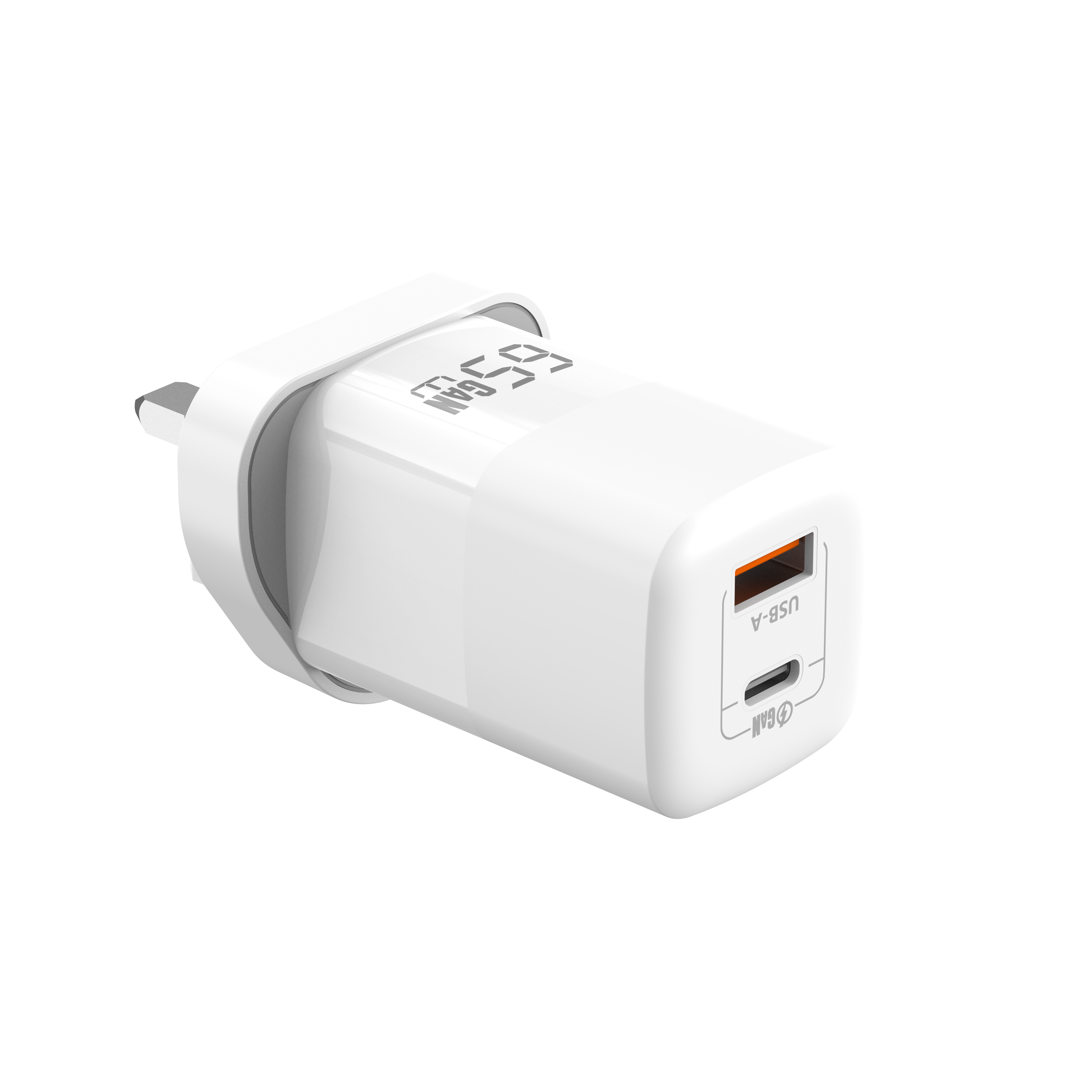 65W PD USB C Charging Plug, Dual Port Quick Charge USB C & USB A 3.0 | UK 3Pins Travel Fast Wall Charger