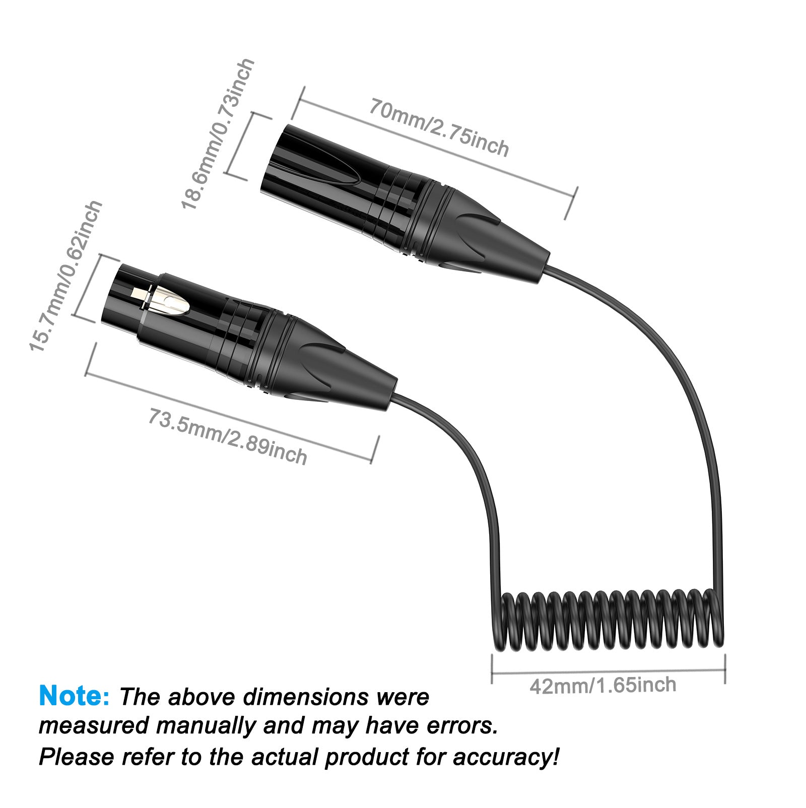 XLR to XLR 3 Pin Microphone Cable, Male to Female Clear Stereo Extension Lead Mic Extender for Studio Recorder Amplifier Mixing