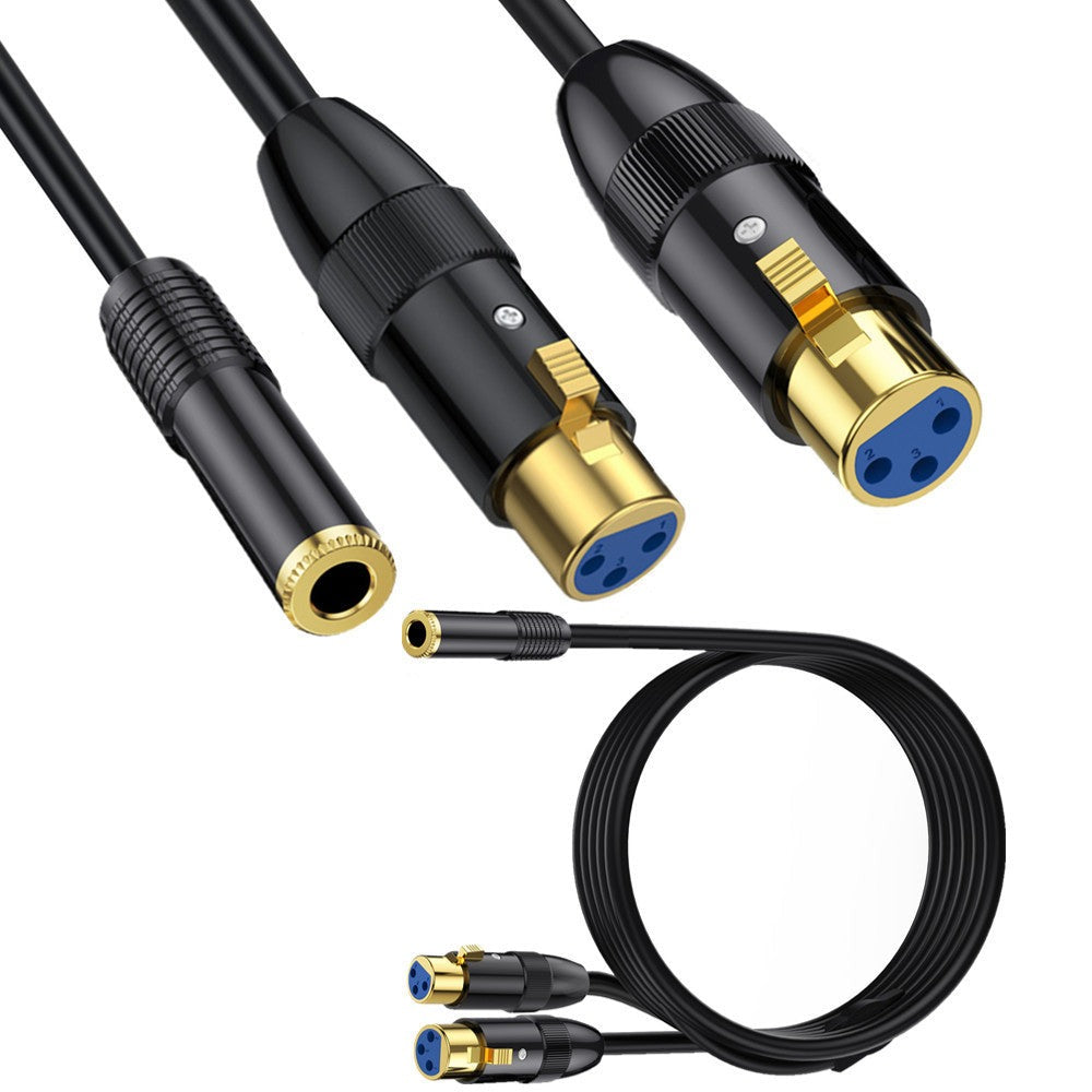 6.35mm 1/4" TRS Female to Dual XLR 3 Pin Female Y Splitter, TRS to XLR Dual Channel interconnect Audio Cable