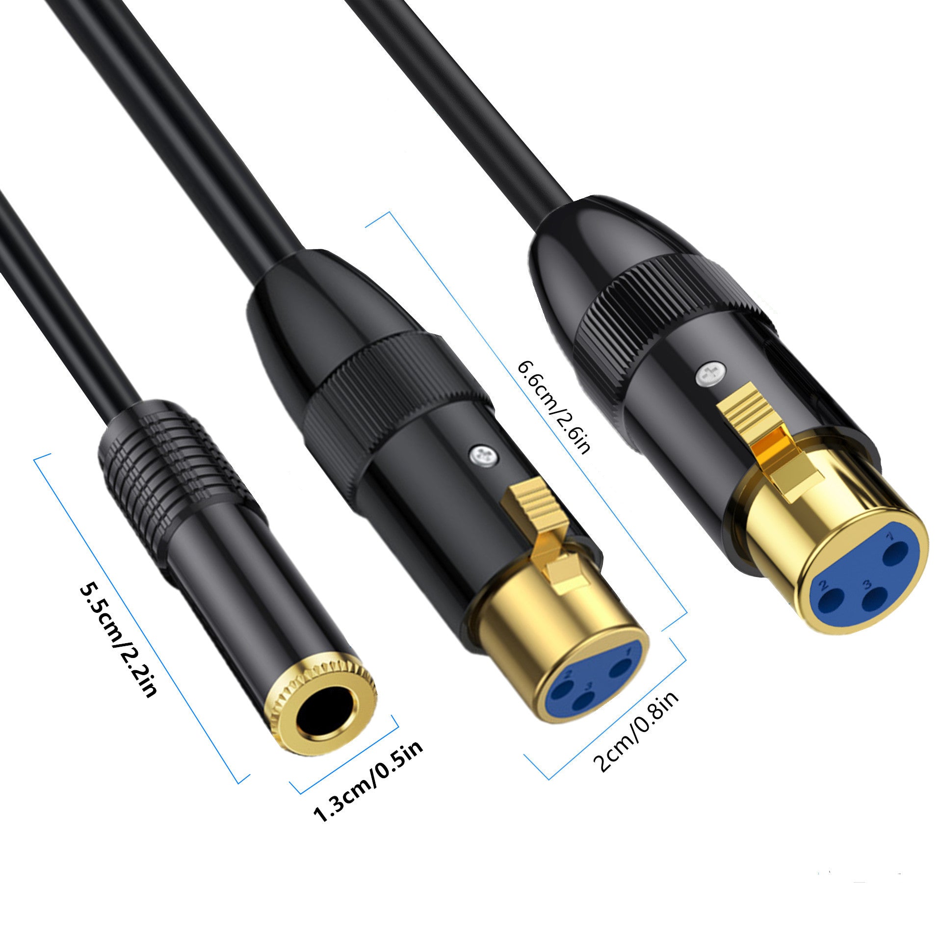 6.35mm 1/4" TRS Female to Dual XLR 3 Pin Female Y Splitter, TRS to XLR Dual Channel interconnect Audio Cable