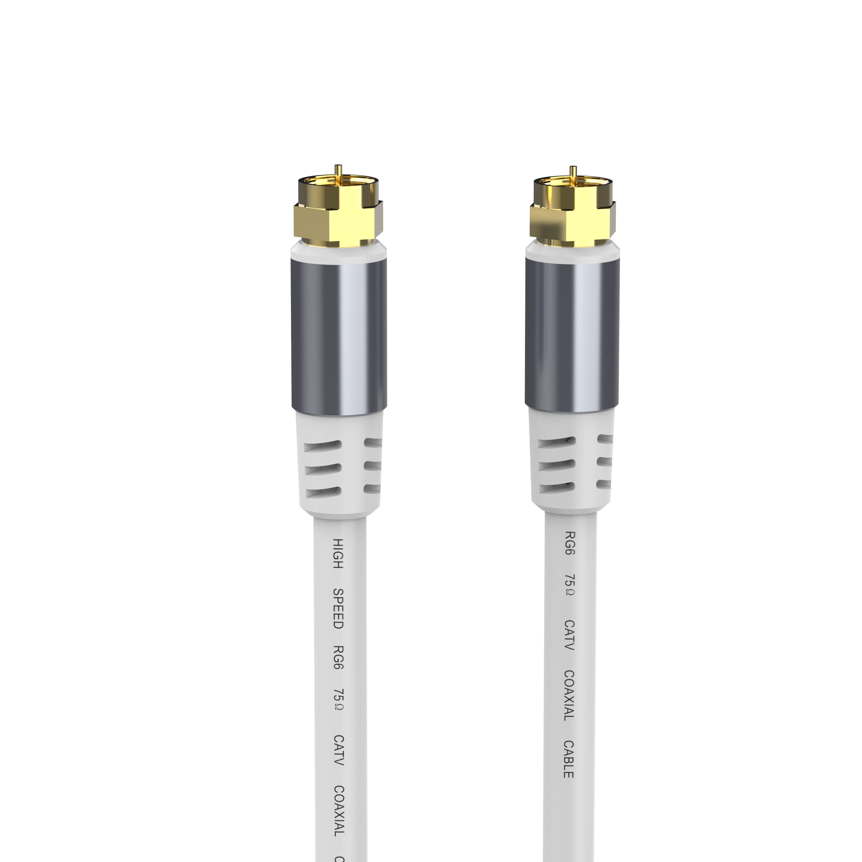 RG6 Coaxial Cable, F Type Male to Male Connector for Cable Box, TV, Satellite Dish, Digital Router, Satellite Receivers