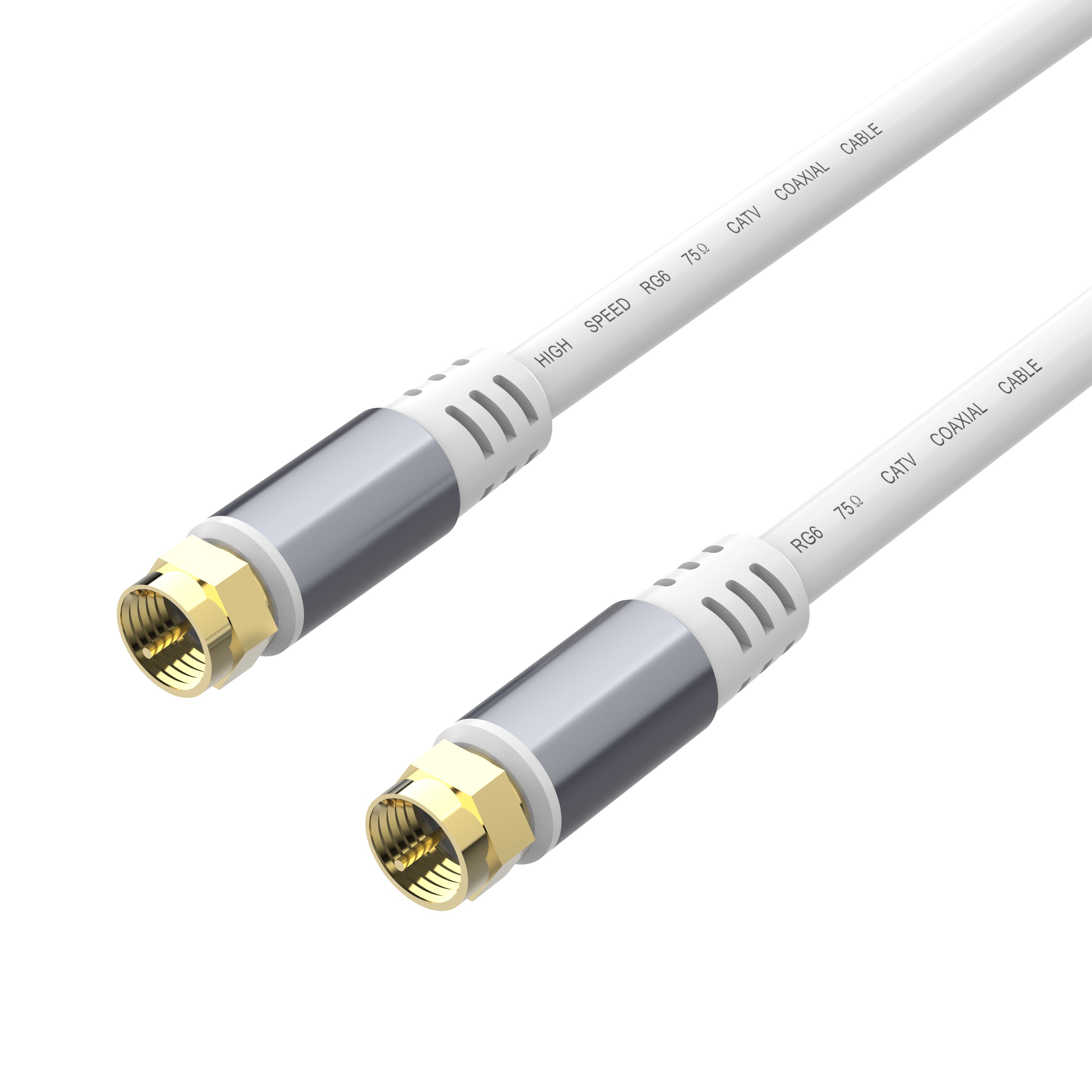 RG6 Coaxial Cable, F Type Male to Male Connector for Cable Box, TV, Satellite Dish, Digital Router, Satellite Receivers