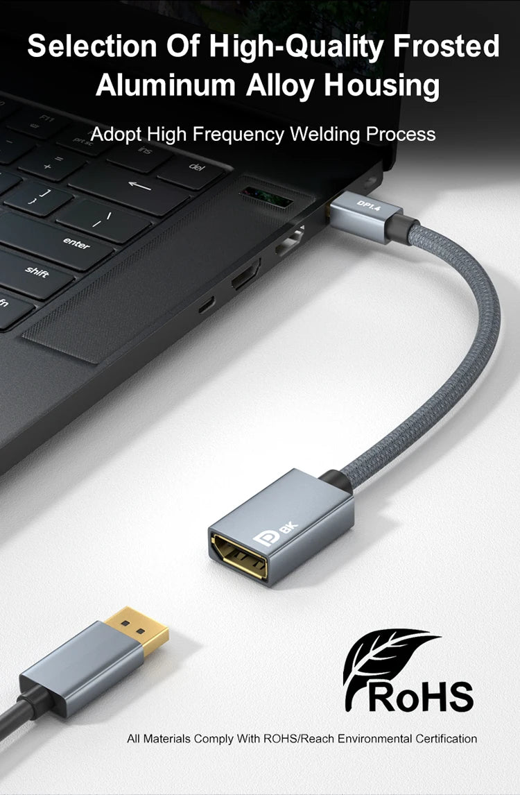 Mini Displayport 1.4 to Displayport Female Extension Cable 8K60HZ