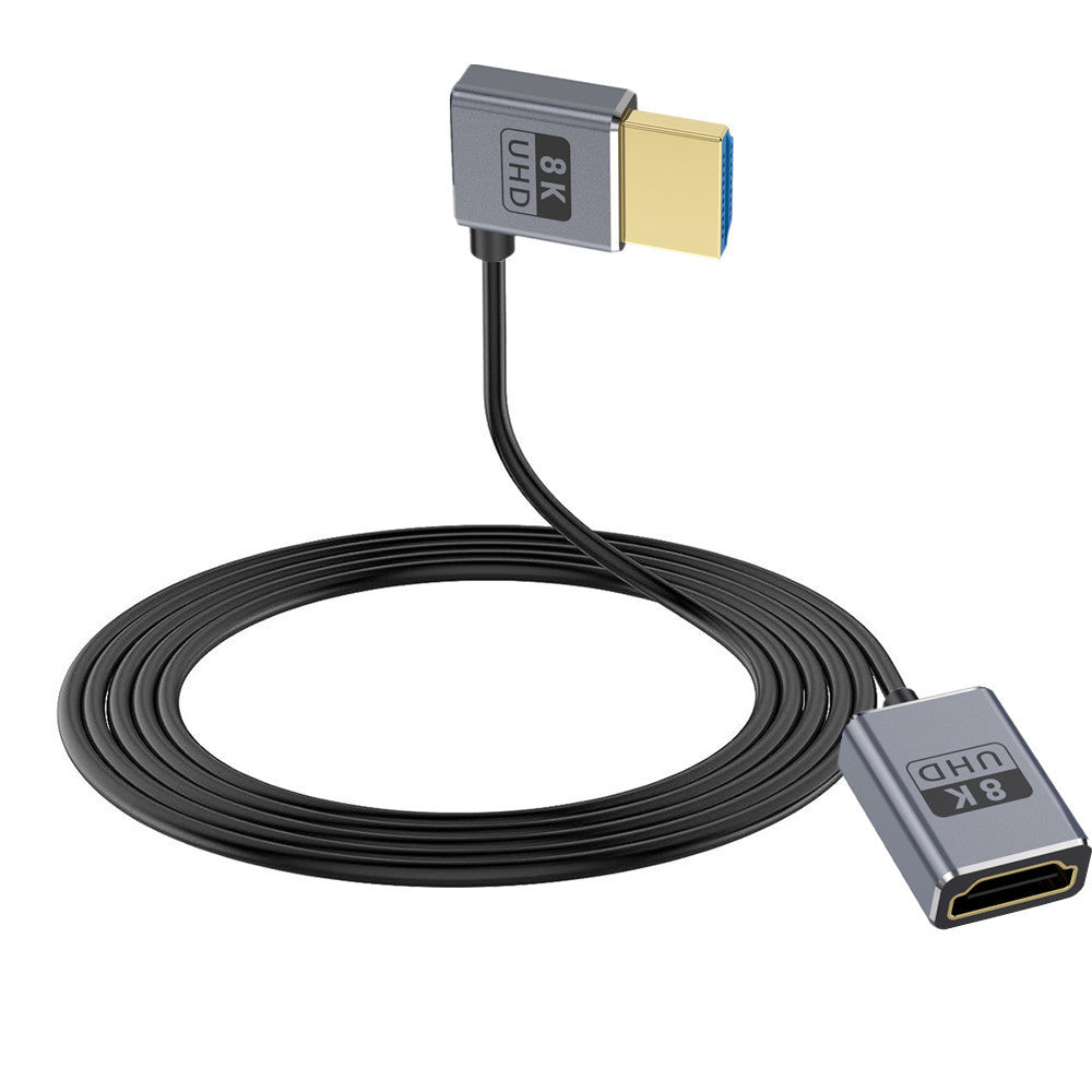 Ultra Thin HDMI 2.1 Coaxial Extension Cable, High Speed 48Gbps 8K@60Hz Male to Female Flexible Cord | Right Angle