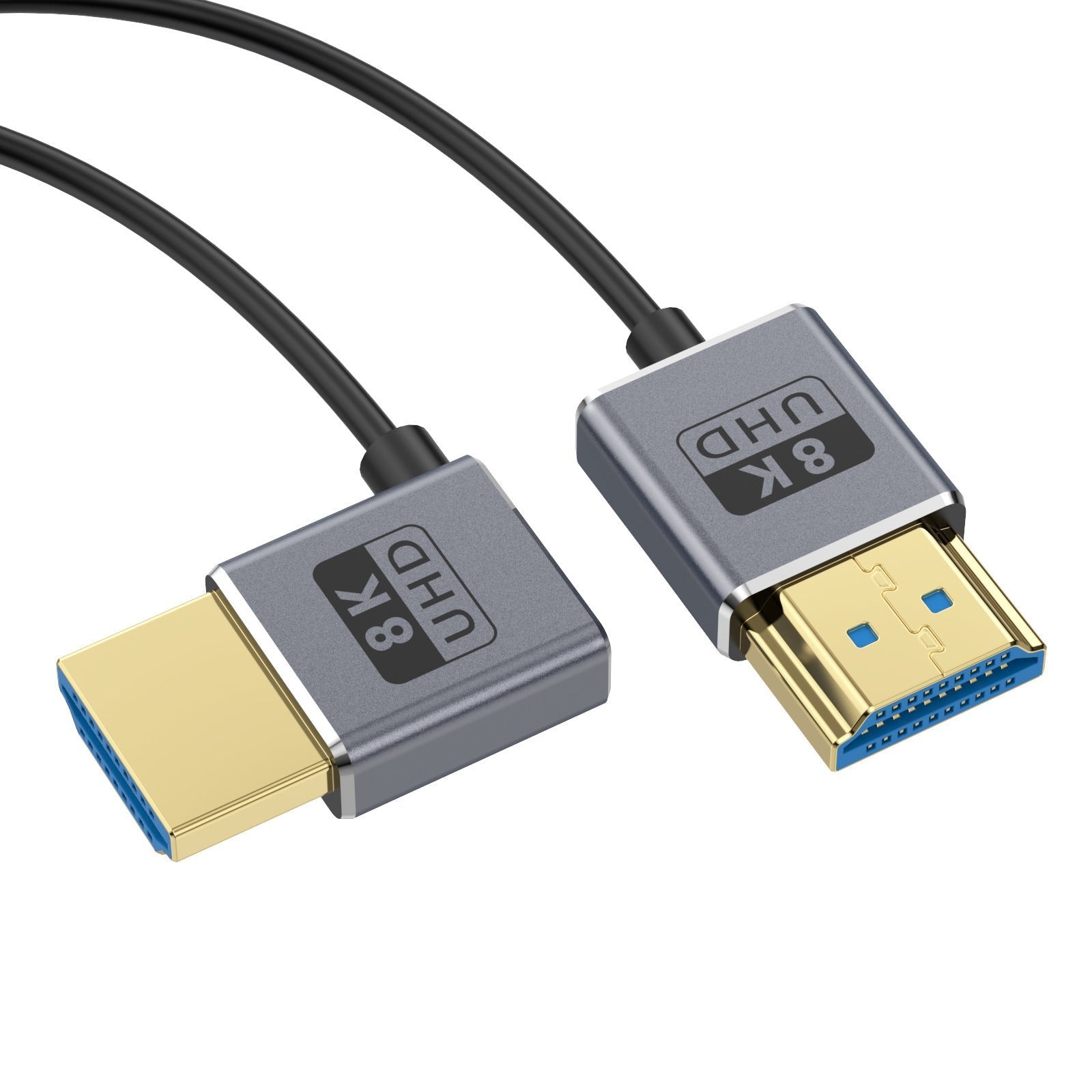 Ultra Thin HDMI 2.1 Coaxial Cable, High Speed 48Gbps 8K@60Hz Male to Male Flexible Cord | Right Angle