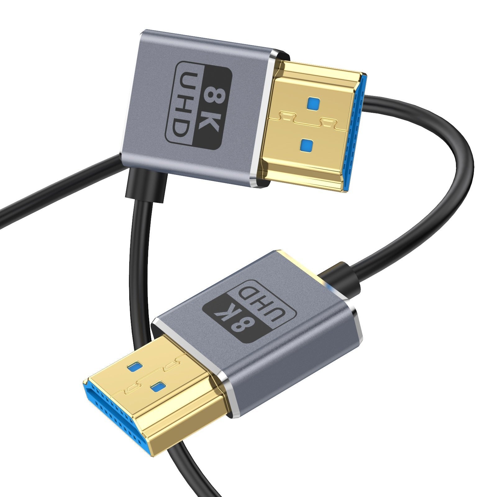 Ultra Thin HDMI 2.1 Coaxial Cable, High Speed 48Gbps 8K@60Hz Male to Male Flexible Cord | Left Angle