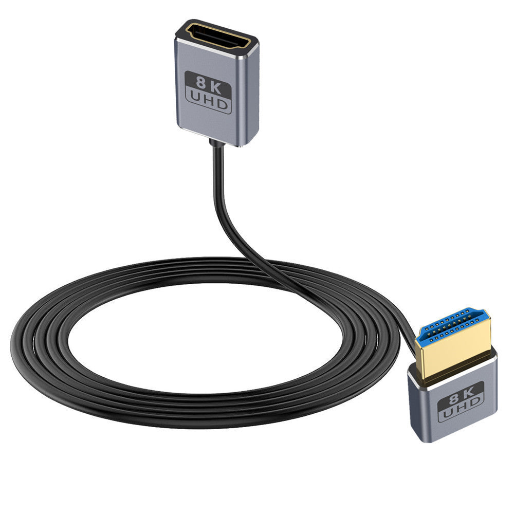 Ultra Thin HDMI 2.1 Coaxial Extension Cable, High Speed 48Gbps 8K@60Hz Male to Female Flexible Cord | Down Angle